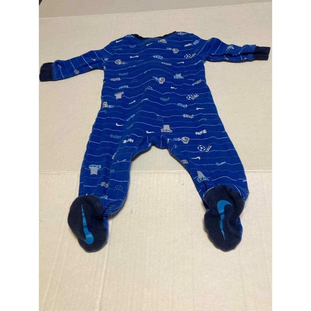 Nike Baby Infant Blue Soccer Football Footed Sleeper Pajamas 6M‎